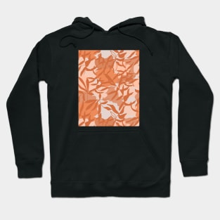 Contemporary collage pattern. Terracotta abstract shapes and tropical leaves. Hoodie